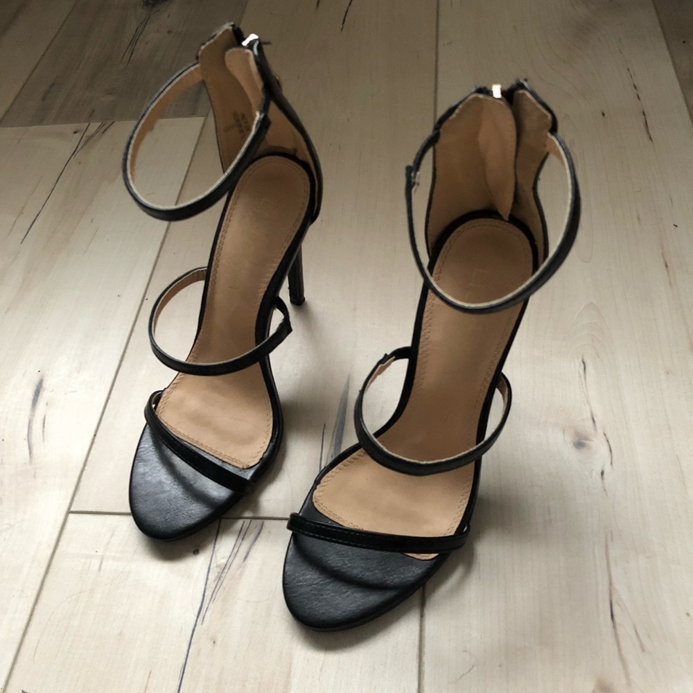 Black Strappy Heeled Sandals